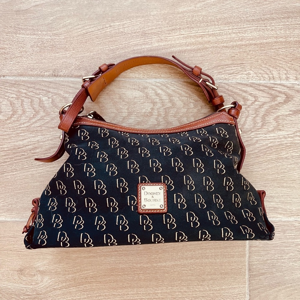 Dooney & Bourke Black with Brown Trim Mini Shoulder Bag